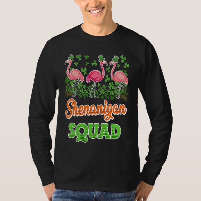 Flamingo Shenanigan Squad St Patrick's Day T-Shirt (Front)