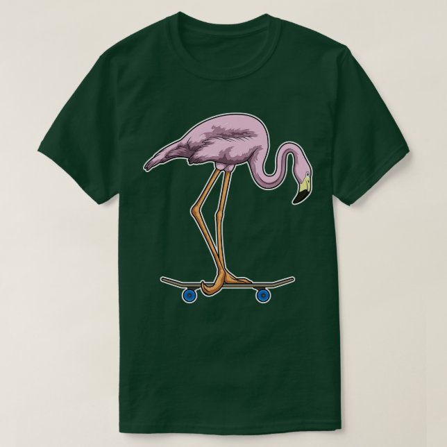 Flamingo Skater Skateboard T-Shirt (Design Front)