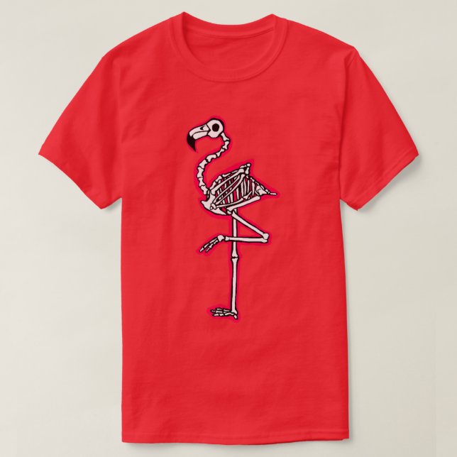 Flamingo Skeleton Graphic Illustration  T-Shirt (Design Front)