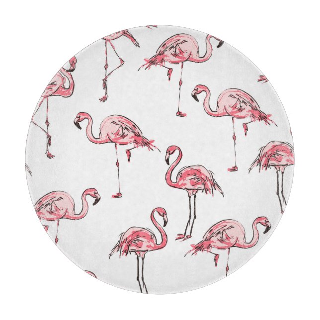 Flamingo Sketch: Tropical Vintage Pattern. Cutting Board (Front)