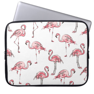 Flamingo Sketch: Tropical Vintage Pattern. Laptop Sleeve