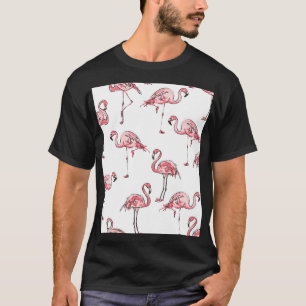 Flamingo Sketch: Tropical Vintage Pattern. T-Shirt