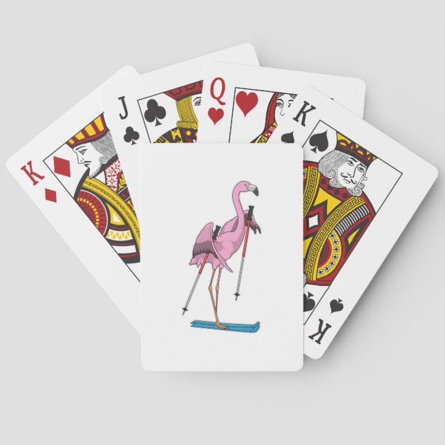 Flamingo Skier Ski Playing Cards (Back)