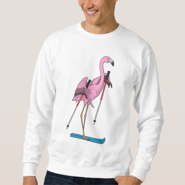 Flamingo Skier Ski Sweatshirt (Front)