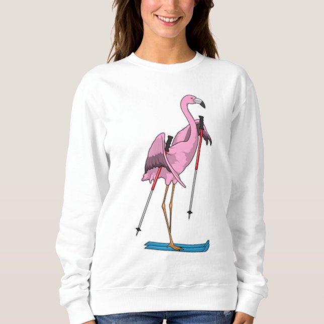 Flamingo Skier Ski Sweatshirt (Front)