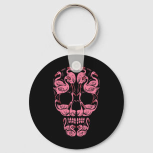 Flamingo Skull Breast Cancer Awareness Halloween W Key Ring
