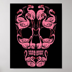 Flamingo Skull Breast Cancer Awareness Halloween W Poster