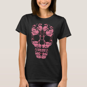 Flamingo Skull Breast Cancer Awareness Halloween W T-Shirt