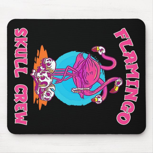 Flamingo Skull Crew Halloween | Flamingo Lovers Mouse Pad (Front)