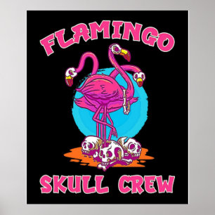 Flamingo Skull Crew Halloween   Flamingo Lovers Poster