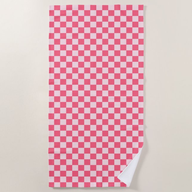 Flamingo sorbet checkerboard pattern beach towel (Front)
