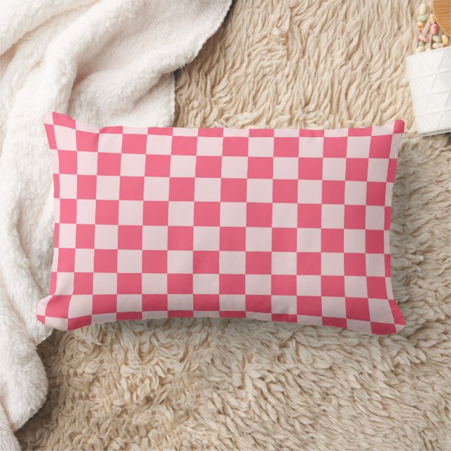 Flamingo sorbet chequerboard pattern lumbar cushion (Blanket)