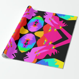 Flamingo Splash Fractal Gift Wrap