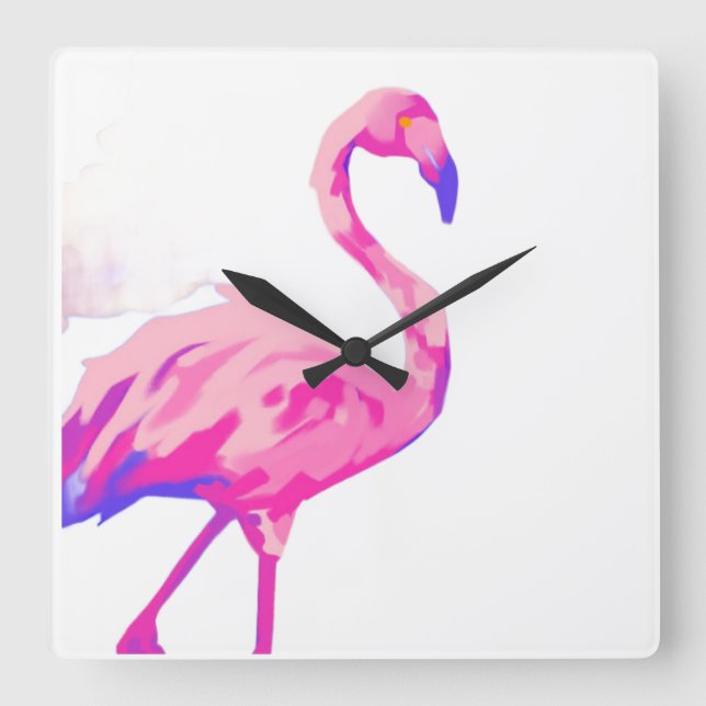 Flamingo Square Clock (Front)