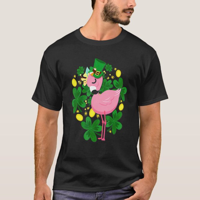 Flamingo St Patrick Day    Pink Bird T-Shirt (Front)