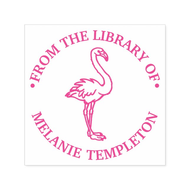 Flamingo Standing “From the library of” Name Monog Self-inking Stamp (Design)