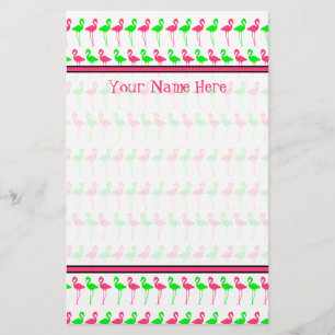 Flamingo Stationery - Pink and Green Pattern