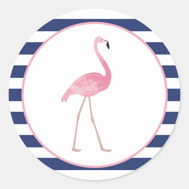 Flamingo Sticker Navy Stripes (Front)