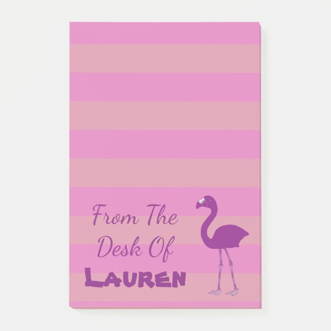 Flamingo Sticky Note Pad "From the Desk Of" Pink (Front)
