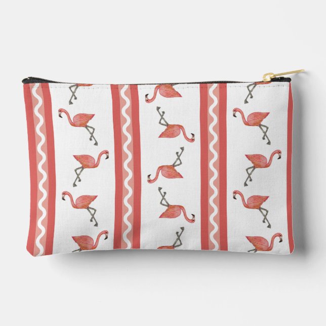 Flamingo Stripe Zipper Pouch (Back)