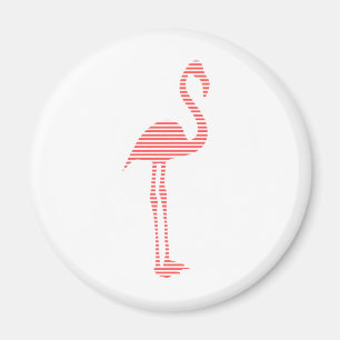 Flamingo - strips - pink and white. magnet