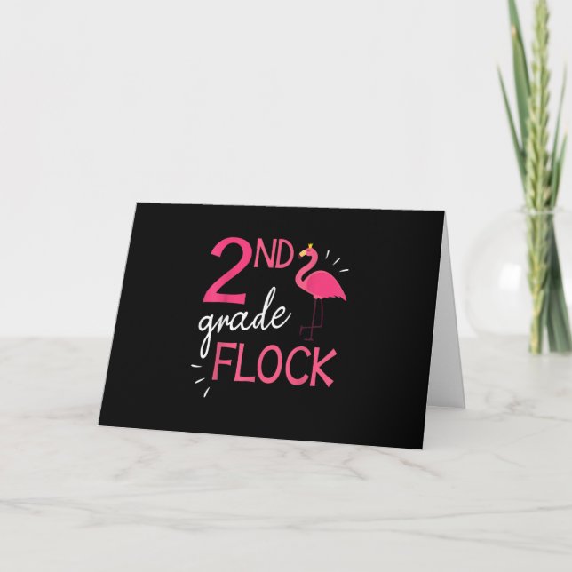 Flamingo Student Senior Happy 2nd Grade Flock Card (Front)