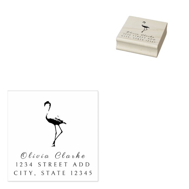Flamingo Stylish Script  Rubber Stamp (Stamped)