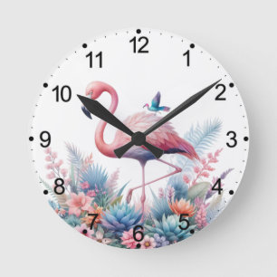 Flamingo Sublimation  Round Clock