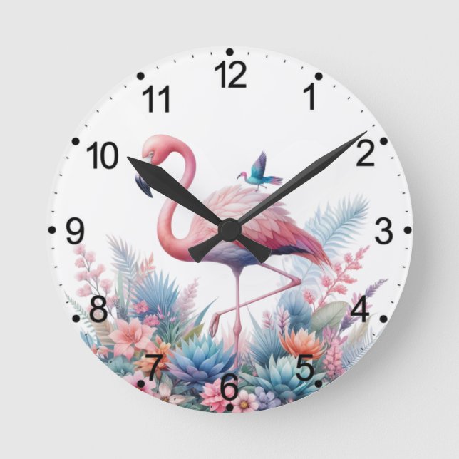 Flamingo Sublimation  Round Clock (Front)