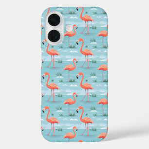 Flamingo Summer Pattern iPhone 16 Case