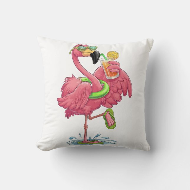 Flamingo Summer Vacation Cushion (Front)