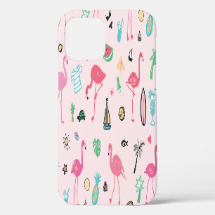 Flamingo Summer: Vibrant Bird Pattern iPhone 12 Case