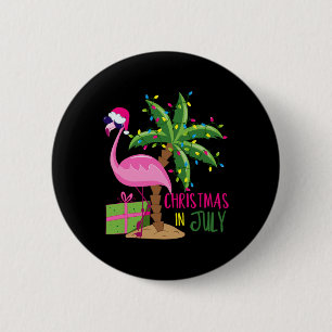 Flamingo Sungles Xmas Beach Tropical Christmas In 6 Cm Round Badge