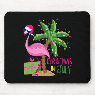 Flamingo Sungles Xmas Beach Tropical Christmas In  Mouse Pad