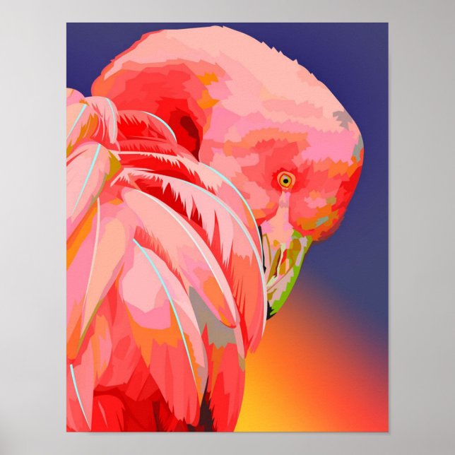 Flamingo sunset poster (Front)