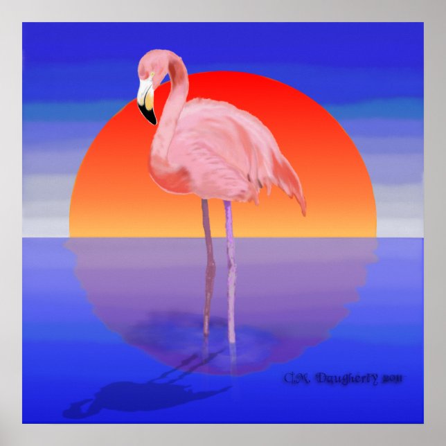 Flamingo Sunset Poster (Front)