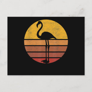 Flamingo Sunset Trendy Animal Silhouette Flamingo Announcement Postcard