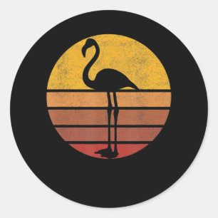 Flamingo  Sunset Trendy Animal Silhouette Flamingo Classic Round Sticker
