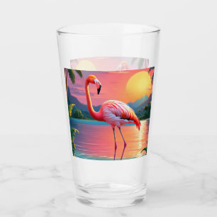 Flamingo Sunset Tropical Beach Glass