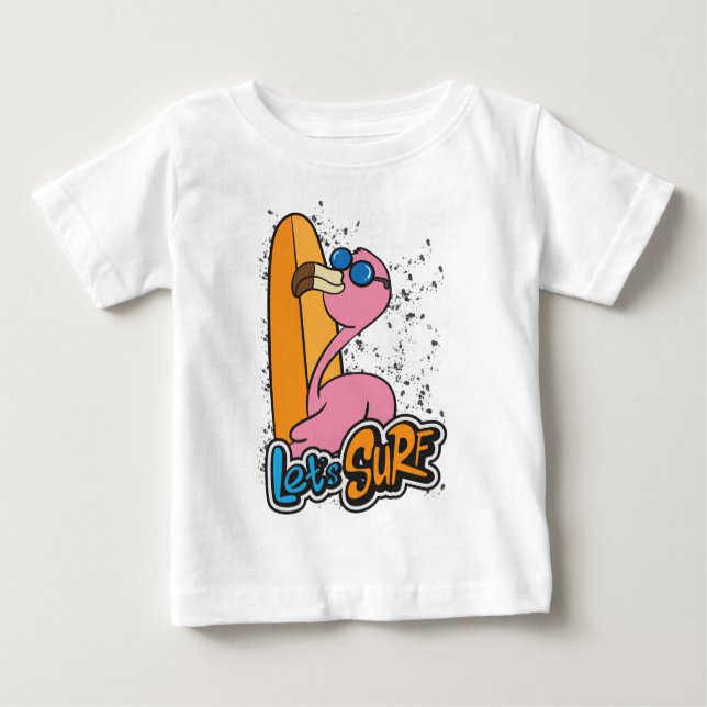 Flamingo surfer baby  T-Shirt (Front)