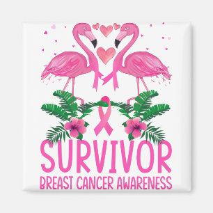 Flamingo Survivor Breast Cancer Awareness T-Shirt. Magnet