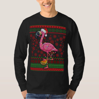 Flamingo Taco Santa Hat Mexican Tacos Ugly Christm T-Shirt