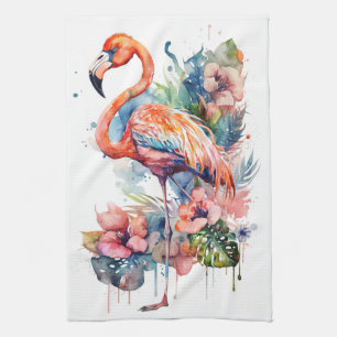 Flamingo tea towel