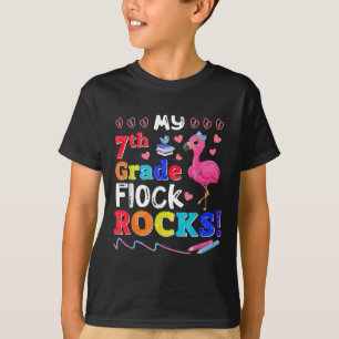 Flamingo Teacher Back To School My 7th Grade Flock T-Shirt