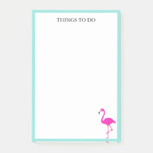 Flamingo & Teal Frame on White Post-it Notes