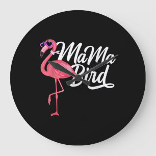 Flamingo Theme Birthday Gift - Mama Bird Flamingo Large Clock