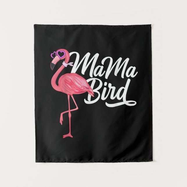 Flamingo Theme Birthday Gift - Mama Bird Flamingo Tapestry (Front)