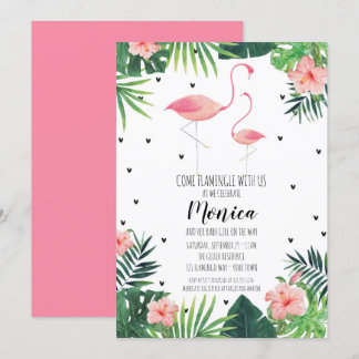 Flamingo Themed Baby Shower Invitation
