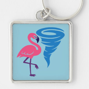 Flamingo Tornado Bold Modern Graphic Art Key Ring