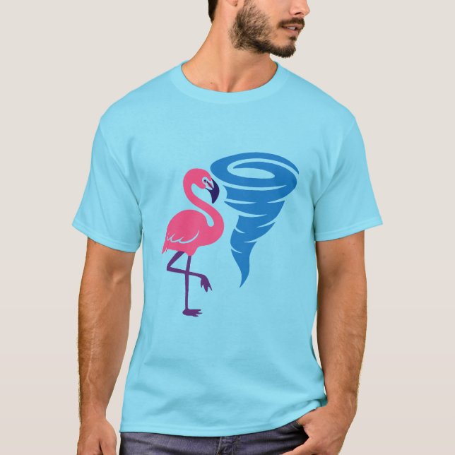 Flamingo Tornado Bold Modern Graphic Art T-Shirt (Front)